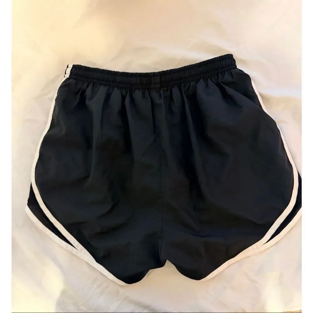 Nike Black Dri-FIT White Trim Track Gym Active Running Shorts Drawstring Size S